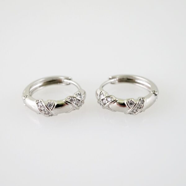 E2163 Earrings - Aretes - Zircon Stone - Silver Color