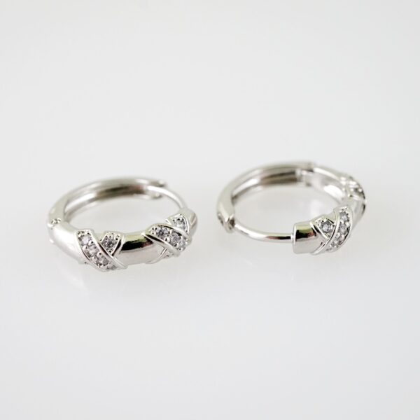 E2163 Earrings - Aretes - Zircon Stone - Silver Color - Image 2