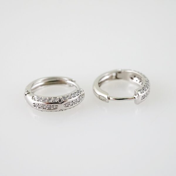 E2165 Earrings - Aretes - Zircon Stone - Silver Color - Image 2