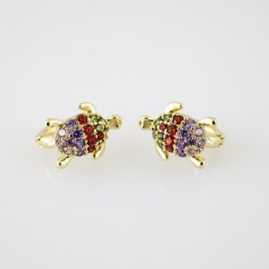 E2166 Earrings - Aretes - Zircon Stone - 14K Real Color