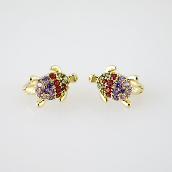 E2166 Earrings - Aretes - Zircon Stone - 14K Real Color