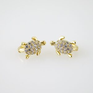 E2167 Earrings - Aretes - Zircon Stone - 14K Real Color