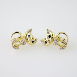 E2169 Earrings - Aretes - Zircon Stone - 14K Real Color