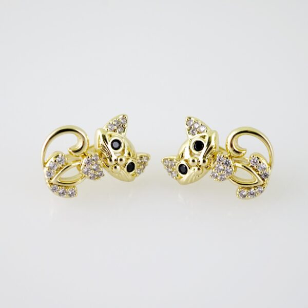 E2169 Earrings - Aretes - Zircon Stone - 14K Real Color