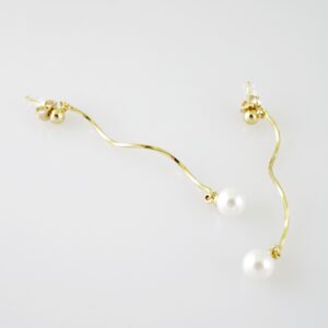 E2171 Earrings - Aretes - Pearl - 14K Real Color