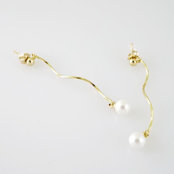 E2171 Earrings - Aretes - Pearl - 14K Real Color