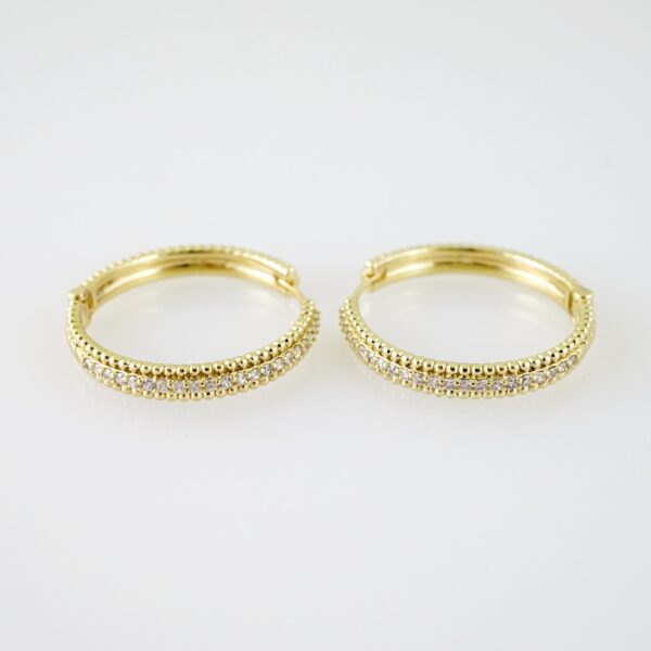 E2173 Earrings - Aretes - Zircon Stone - 14K Real Color