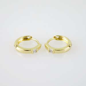 E2174 Earrings - Aretes - Zircon Stone - 14K Real Color