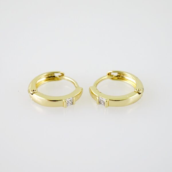 E2174 Earrings - Aretes - Zircon Stone - 14K Real Color