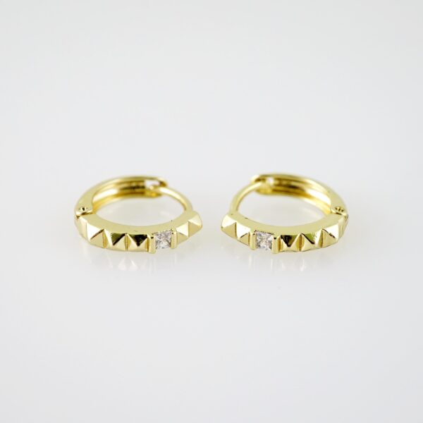 E2176 Earrings - Aretes - Zircon Stone - 14K Real Color