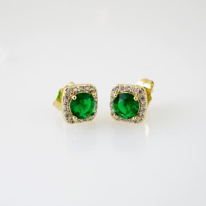E2177 Earrings - Aretes - Zircon Stone - 14K Real Color