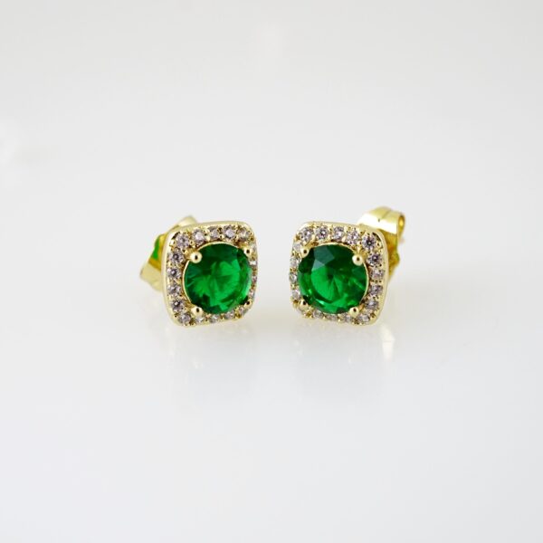 E2177 Earrings - Aretes - Zircon Stone - 14K Real Color