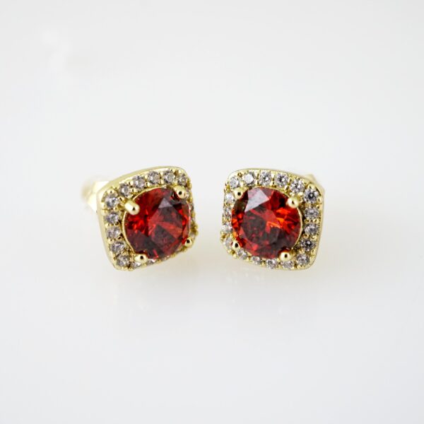 E2178 Earrings - Aretes - Zircon Stone - 14K Real Color
