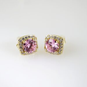 E2179 Earrings - Aretes - Zircon Stone - 14K Real Color