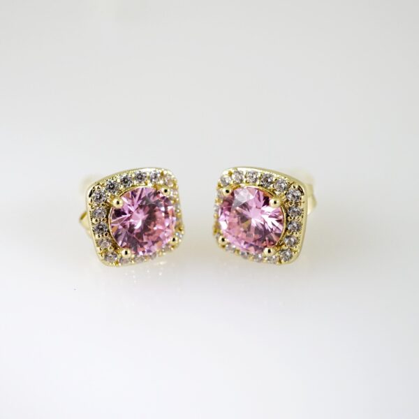 E2179 Earrings - Aretes - Zircon Stone - 14K Real Color