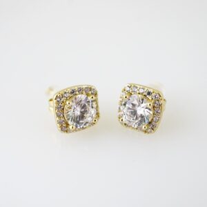 E2180 Earrings - Aretes - Zircon Stone - 14K Real Color