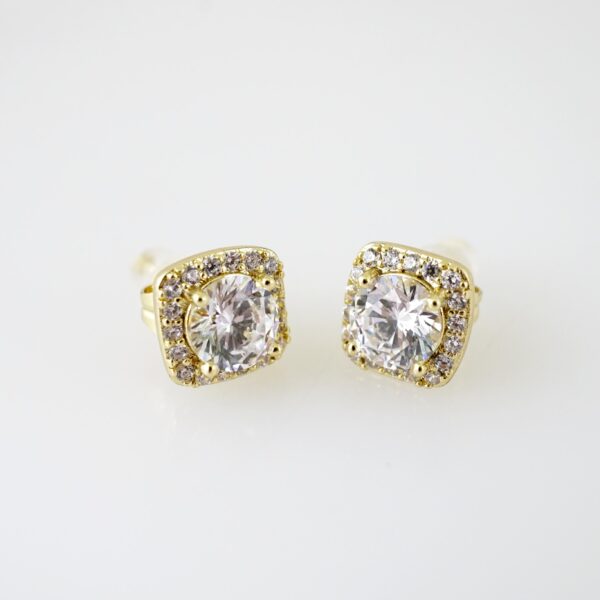 E2180 Earrings - Aretes - Zircon Stone - 14K Real Color