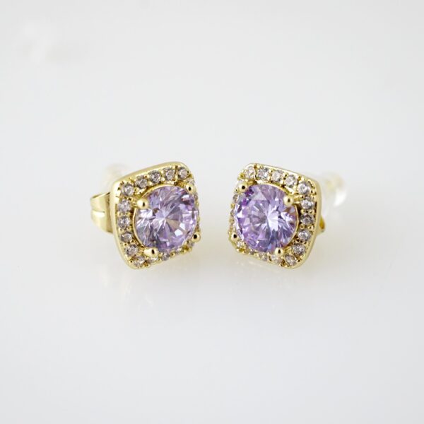 E2181 Earrings - Aretes - Zircon Stone - 14K Real Color