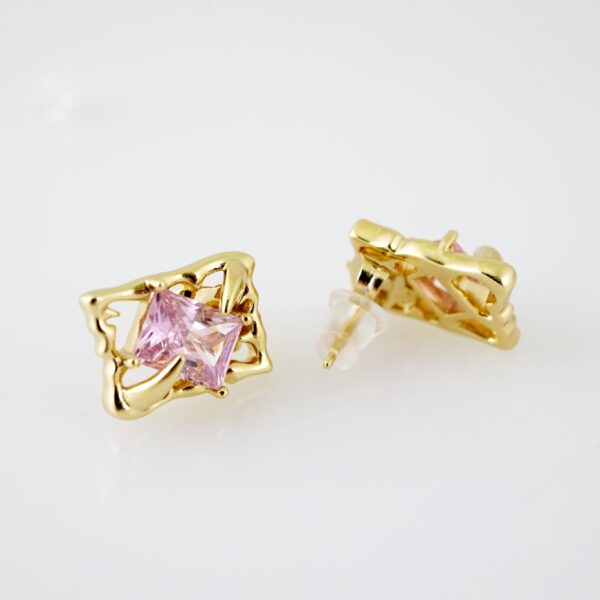 E2182 Earrings - Aretes - Zircon Stone - 14K Real Color - Image 2