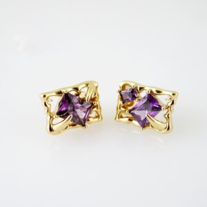 E2183 Earrings - Aretes - Zircon Stone - 14K Real Color