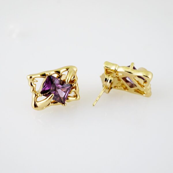 E2183 Earrings - Aretes - Zircon Stone - 14K Real Color - Image 2