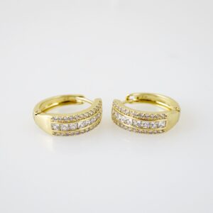 E2185 Earrings - Aretes - Zircon Stone - 14K Real Color