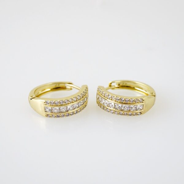 E2185 Earrings - Aretes - Zircon Stone - 14K Real Color
