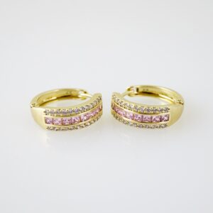 E2186 Earrings - Aretes - Zircon Stone - 14K Real Color