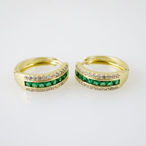 E2187 Earrings - Aretes - Zircon Stone - 14K Real Color