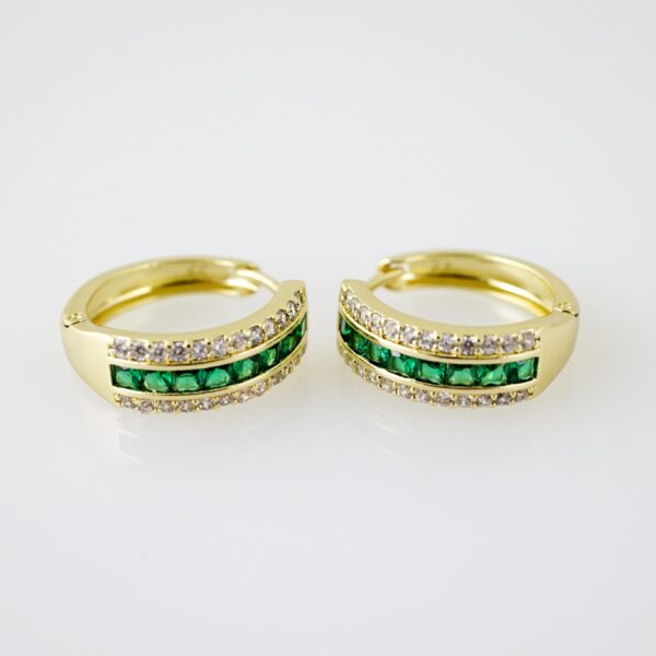 E2187 Earrings - Aretes - Zircon Stone - 14K Real Color