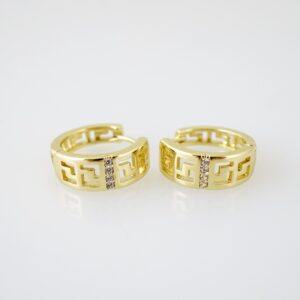 E2189 Earrings - Aretes - Zircon Stone - 14K Real Color