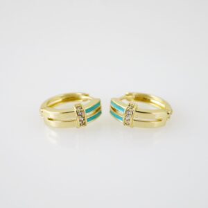E2190 Earrings - Aretes - Zircon Stone - 14K Real Color