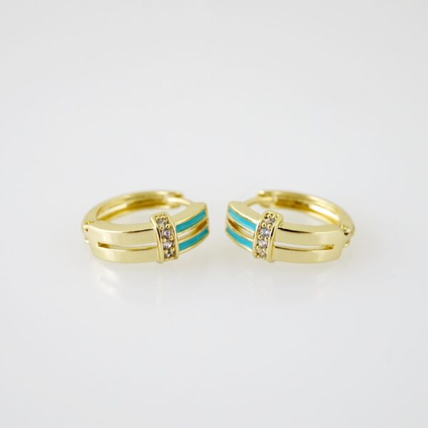 E2190 Earrings - Aretes - Zircon Stone - 14K Real Color