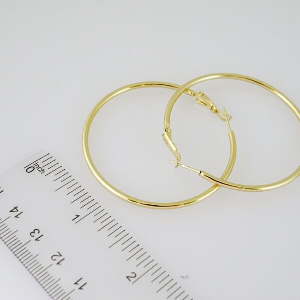 E2145 Earrings - Aretes - Plain - 14K Real Color - Image 3