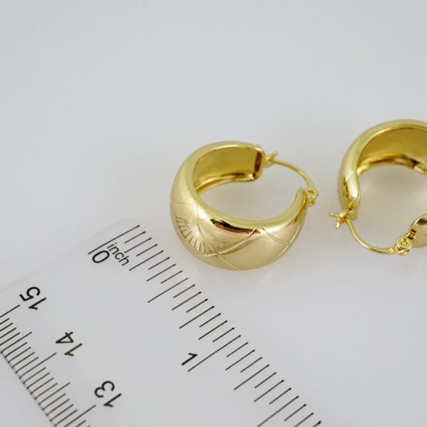 E2150 Earrings - Aretes - Plain - 14K Real Color - Image 3