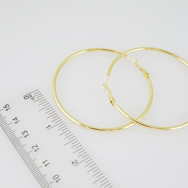 E2153 Earrings - Aretes - Plain - 14K Real Color - Image 3