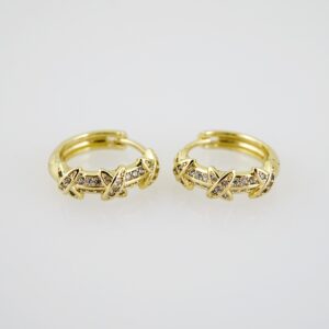 E2154 Earrings - Aretes - Zircon Stone - 14K Real Color