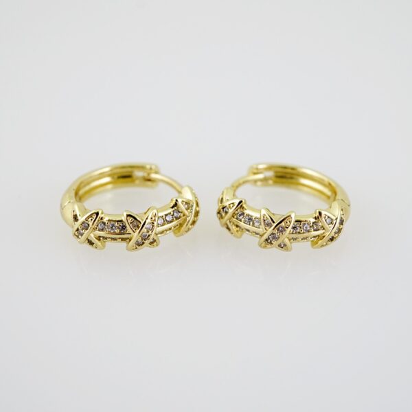 E2154 Earrings - Aretes - Zircon Stone - 14K Real Color