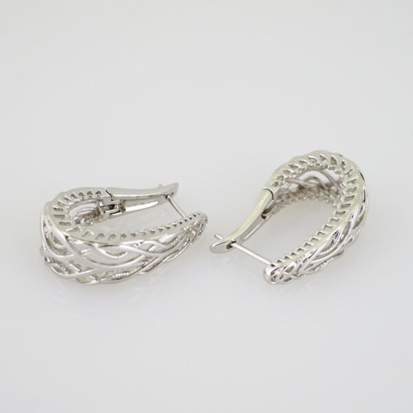 E2155 Earrings - Aretes - Zircon Stone - Silver Color - Image 2