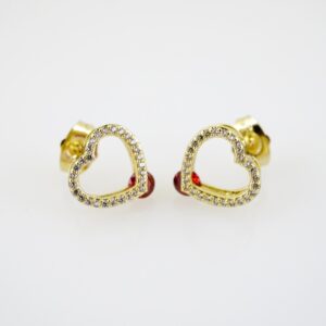 E2198 Earrings - Aretes - Zircon Stone - 14K Real Color
