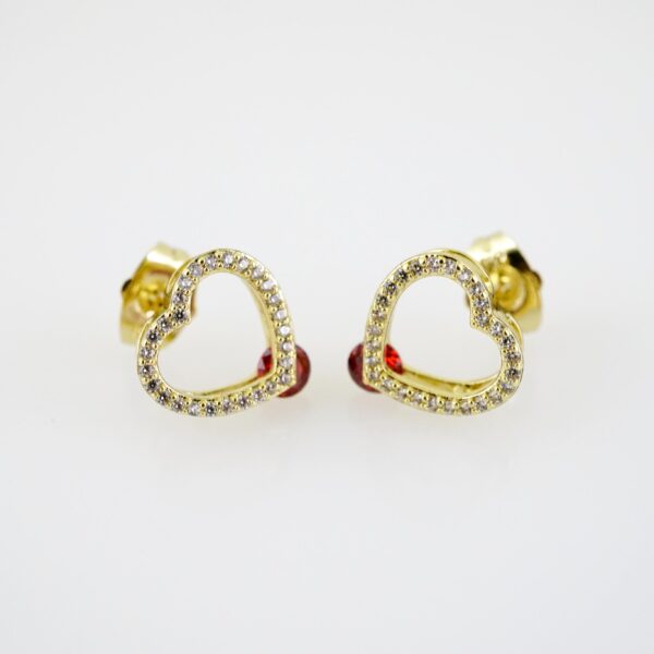 E2198 Earrings - Aretes - Zircon Stone - 14K Real Color