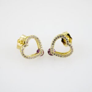 E2199 Earrings - Aretes - Zircon Stone - 14K Real Color