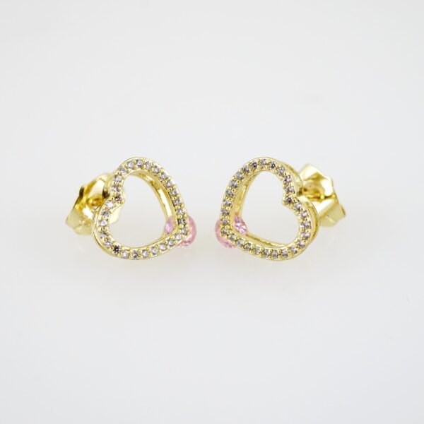 E2200 Earrings - Aretes - Zircon Stone - 14K Real Color