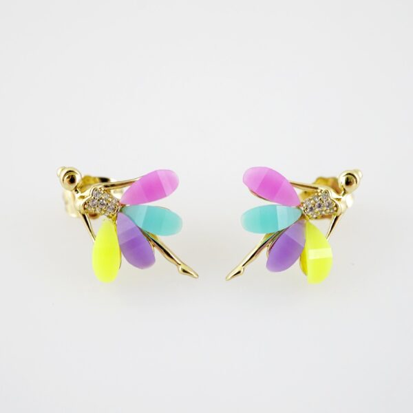 E2203 Earrings - Aretes - Zircon Stone - 14K Real Color