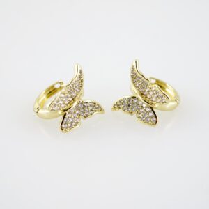 E2204 Earrings - Aretes - Zircon Stone - 14K Real Color