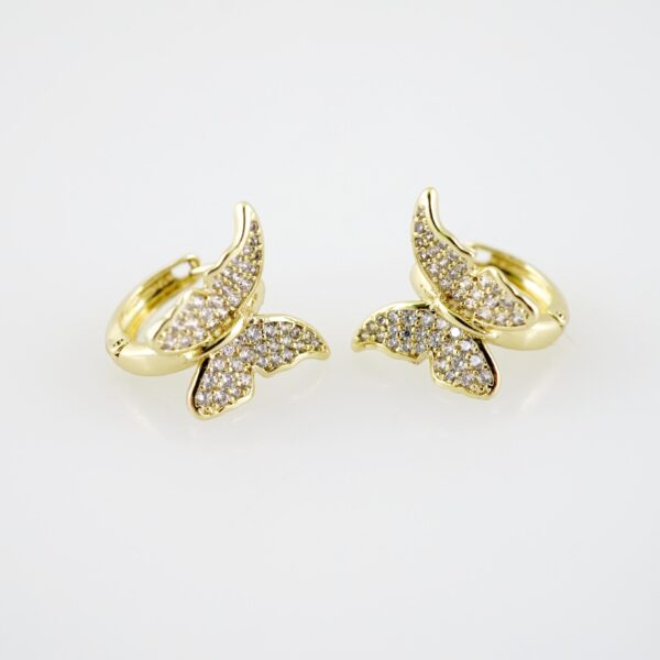 E2204 Earrings - Aretes - Zircon Stone - 14K Real Color