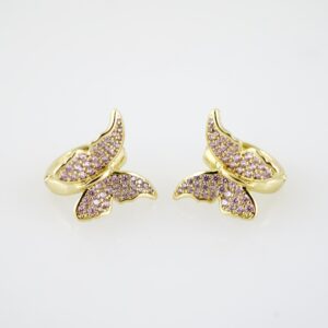 E2205 Earrings - Aretes - Zircon Stone - 14K Real Color