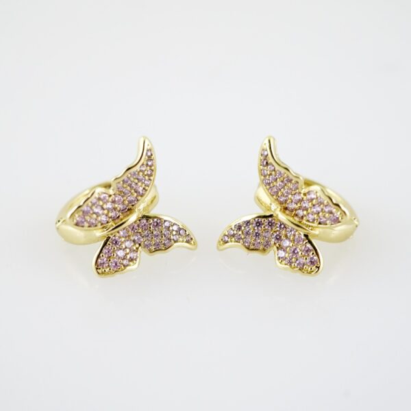 E2205 Earrings - Aretes - Zircon Stone - 14K Real Color