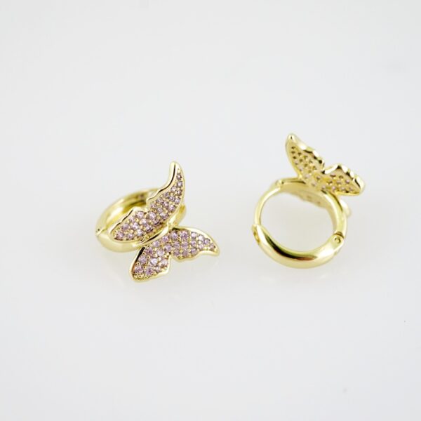 E2205 Earrings - Aretes - Zircon Stone - 14K Real Color - Image 2
