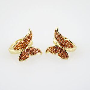 E2206 Earrings - Aretes - Zircon Stone - 14K Real Color